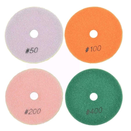 Specialty Diamond 4 Pc Concrete Polishing DHEX Pad Set 4 Inch (50, 100, 200 & 400 Grit) 6mm BRTD412PC